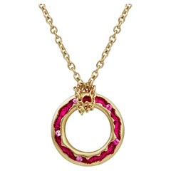 Rock Pool Fuchsia Pink Sapphire Necklace 18ct Yellow Gold