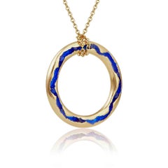 Rock Pool Large Electric Blue Sapphire Necklace 18ct Yellow Gold