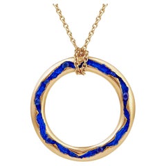 Rock Pool Large Electric Blue Sapphire Necklace 18ct Yellow Gold