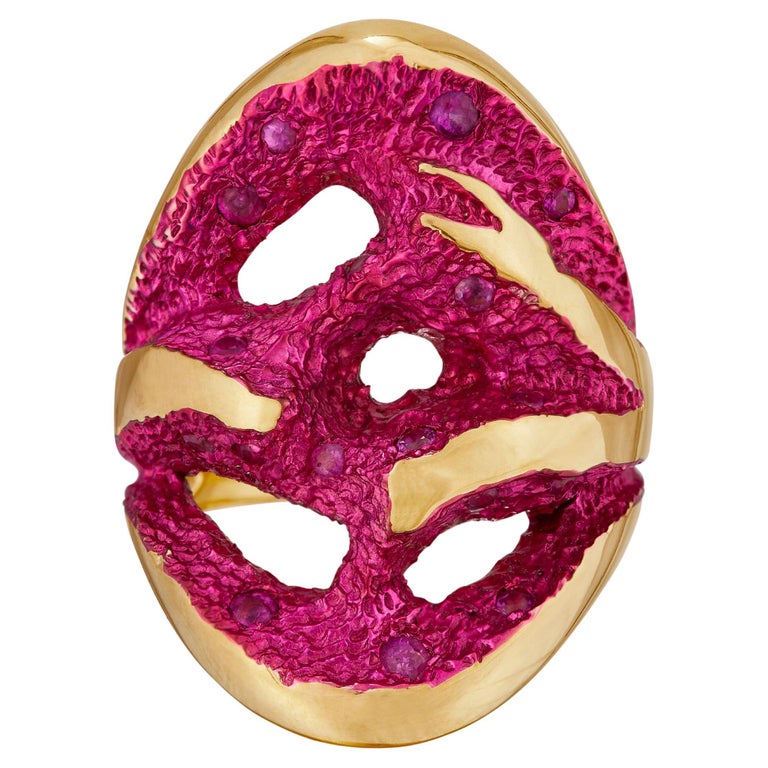 Rock Pool Pink Sapphire Fuchsia Pink 18 Carat Gold Statement Ring For ...