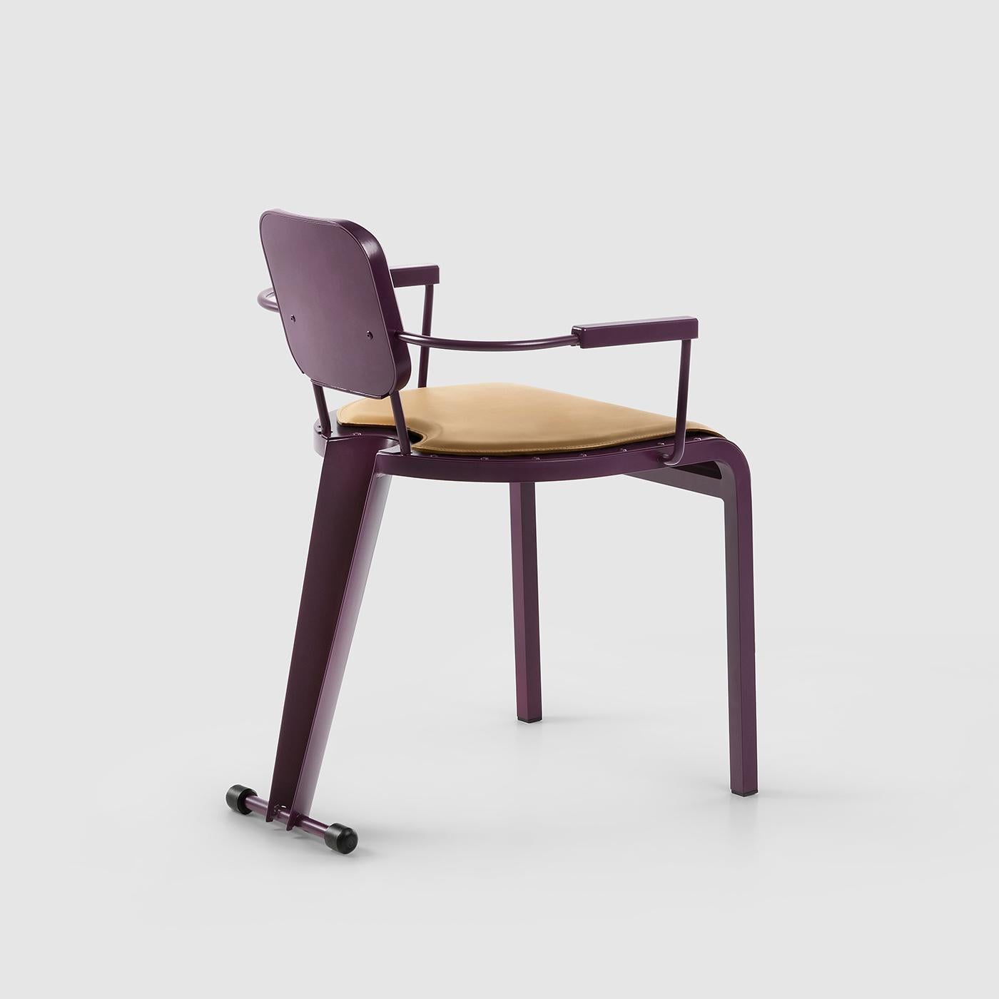 Modern Rock Purple Chair with Leather Seat by Marc Sadler For Sale