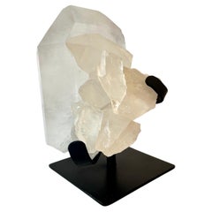 Rock Quartz Crystal Mounted on Black Iron Base