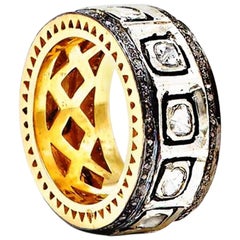 Rock Royalty Diamond 22 Karat Gold Overlay Cocktail Ring