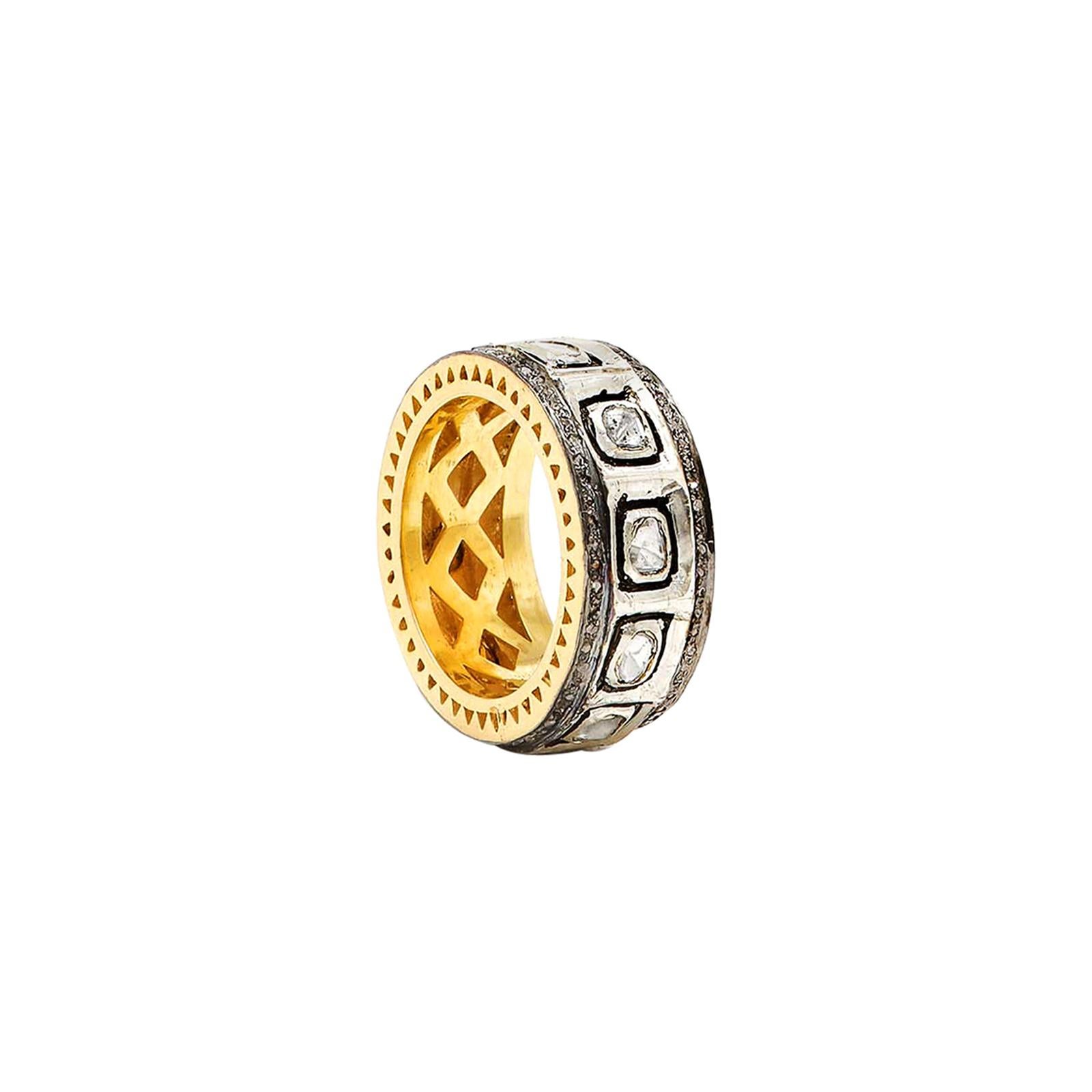 Rock Royalty Diamond 22 Karat Gold Overlay Cocktail Ring For Sale