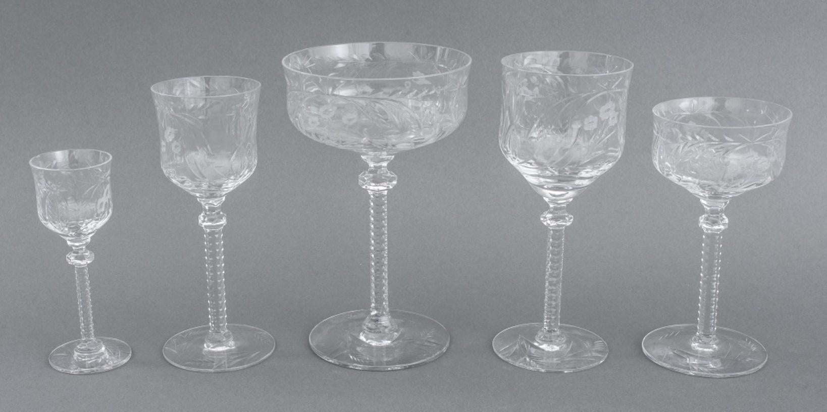 Contemporary Rock Sharpe Cut Crystal Assembled Stemware, Set of 52 For Sale