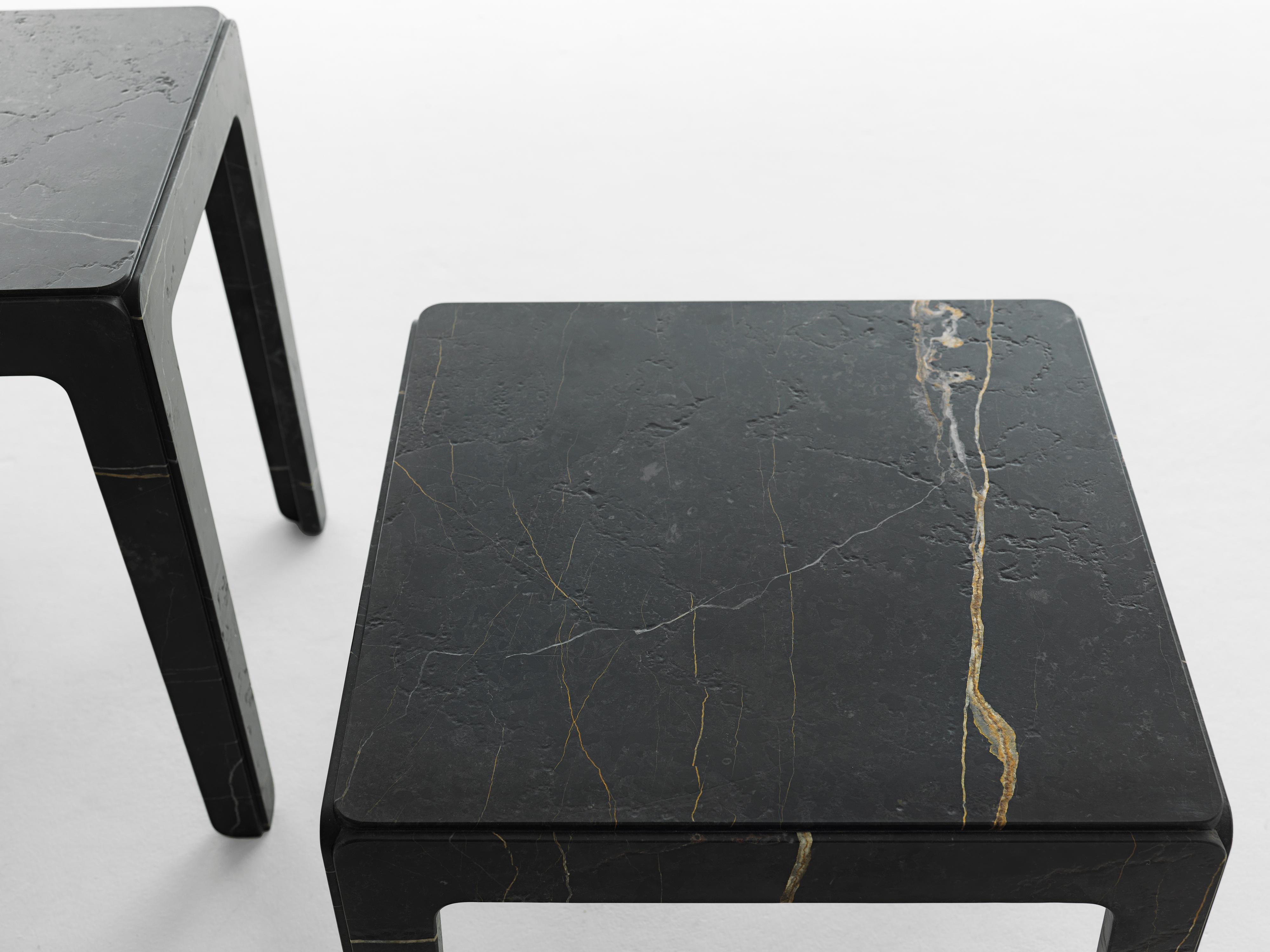 Italian 21st Century Modern Sculptural Side Tables In Solid New Saint Laurent Marble   For Sale