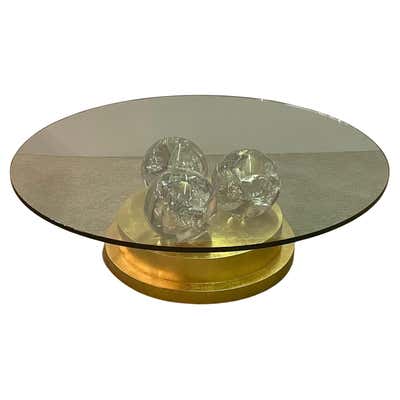 Glamorous Italian Carved Shell Base Coffee Table with Pearl and Round ...