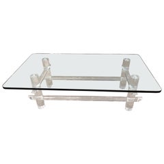 Rock Star of a Lucite and Glass Coffee Table in the Style of Parzinger