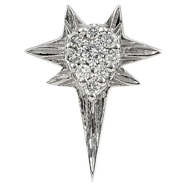 Rock Star Single Earring Stud in White Gold and Diamonds