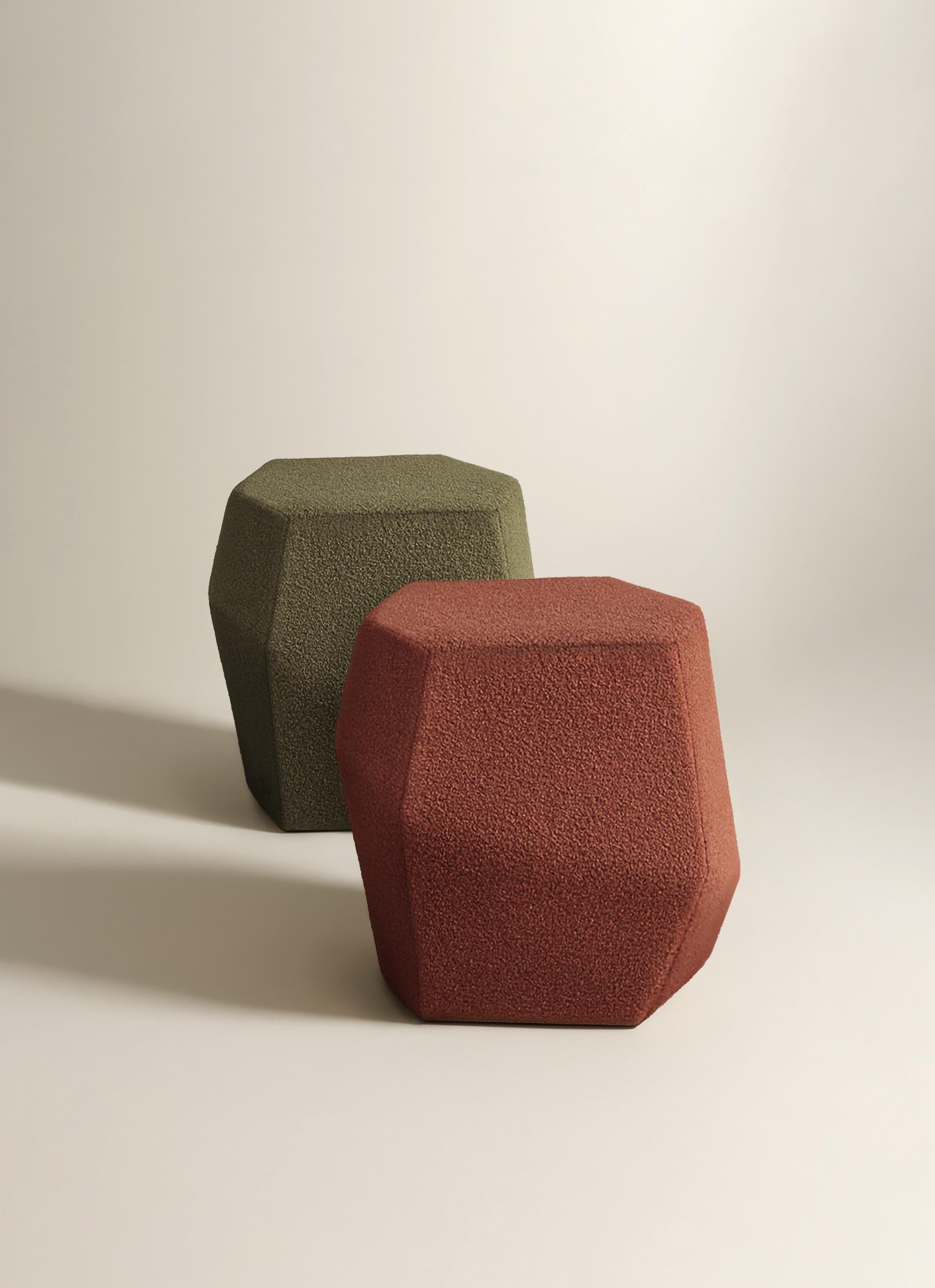 Portuguese Rock Stool, Bouclé, InsidherLand by Joana Santos Barbosa For Sale