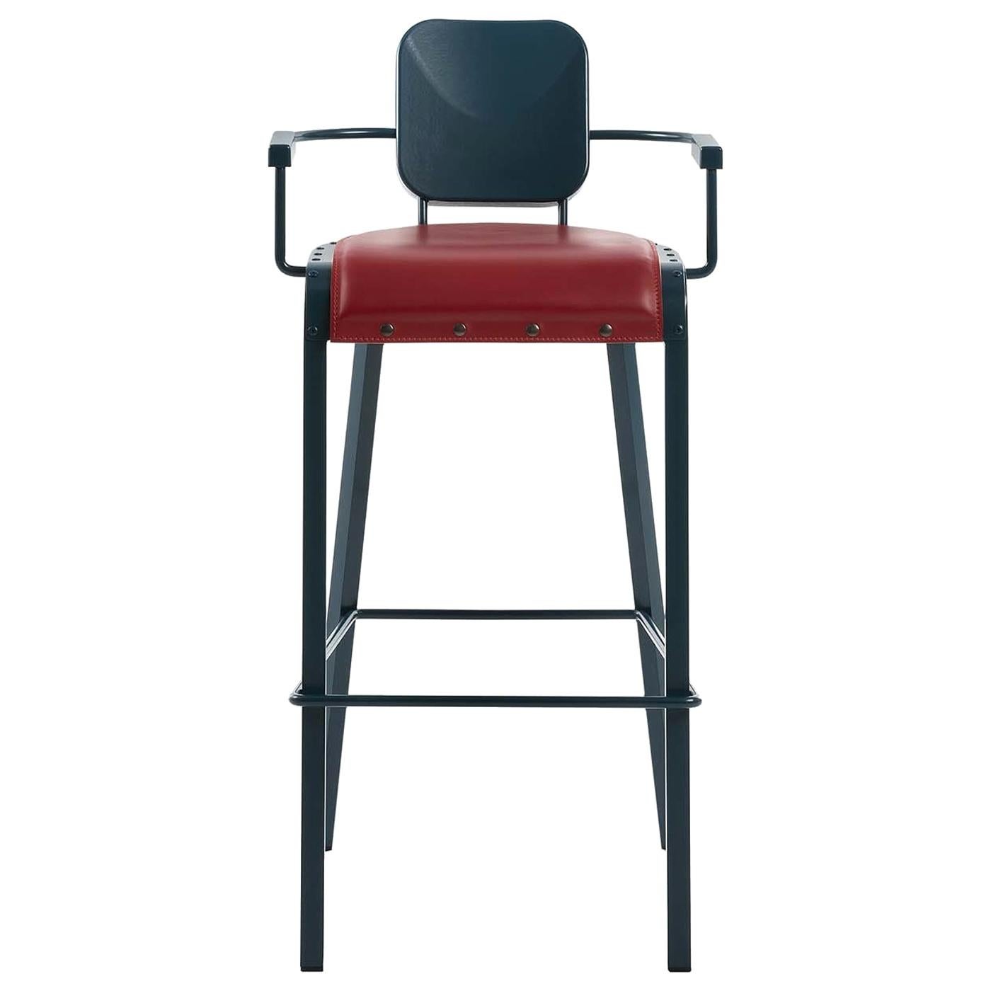 Rock Stool with Leather Seat by Marc Sadler For Sale