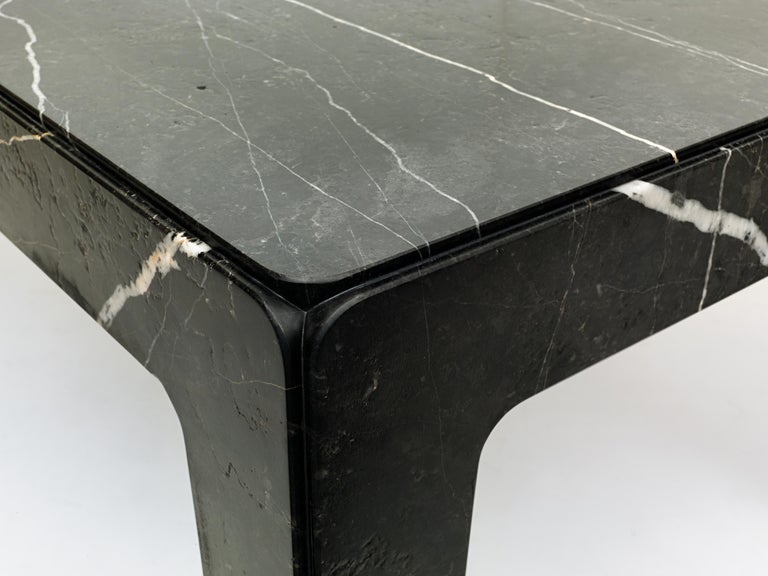 21st Century Modern Sculptural Table In Solid New Saint Laurent Marble