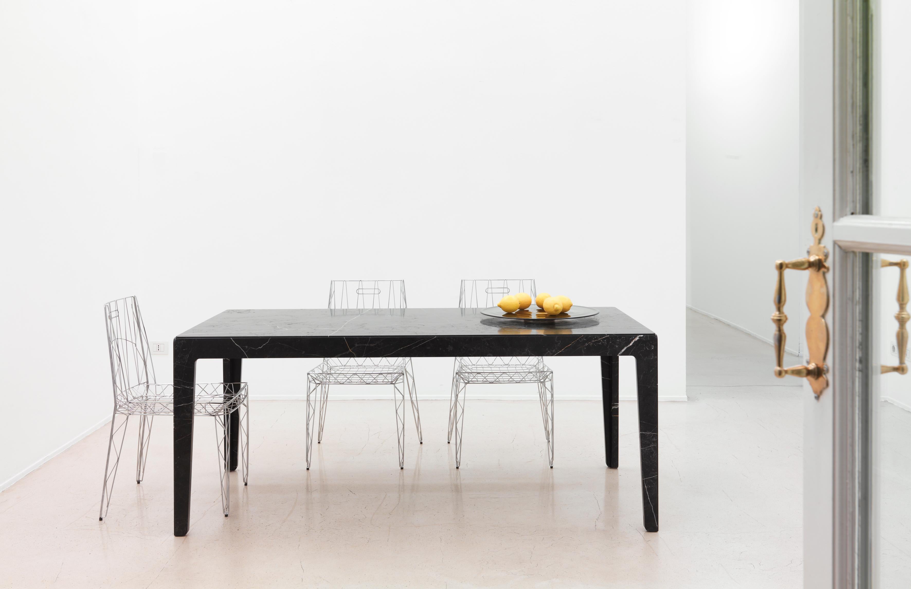 Italian 21st Century Modern Sculptural Table In Solid New Saint Laurent Marble   For Sale