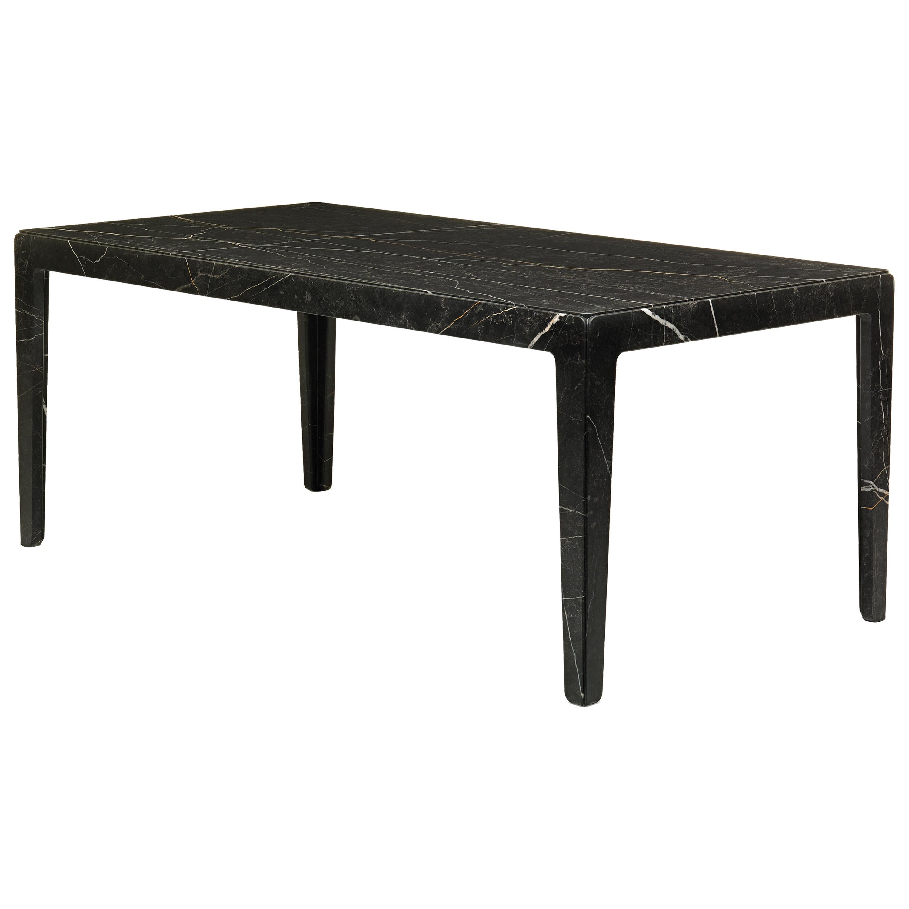 21st Century Modern Sculptural Table In Solid New Saint Laurent Marble   For Sale
