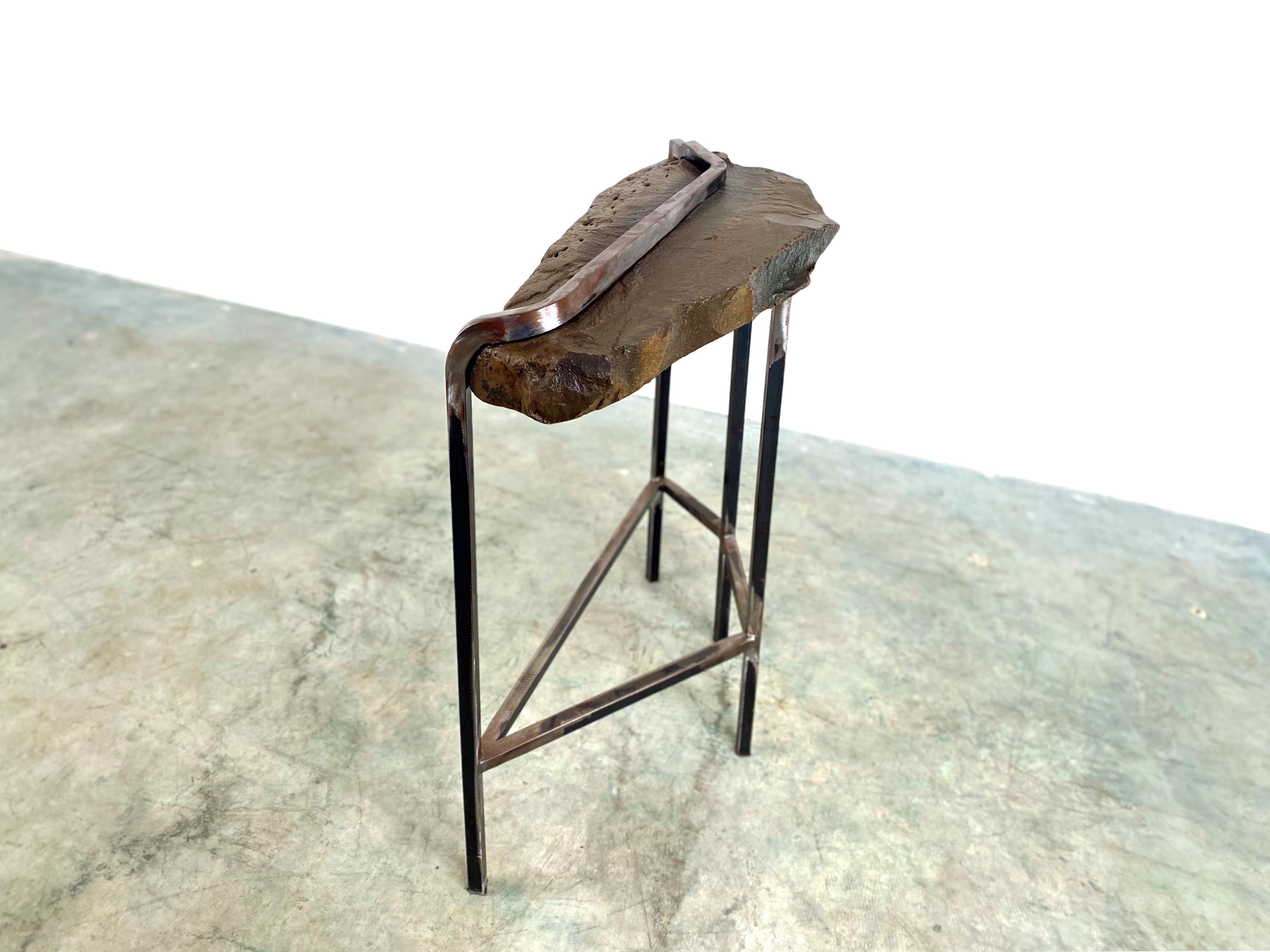 American Rock Table No.12 by Quinn Morrissette, Natural Stone Steel and Sculptural Table For Sale