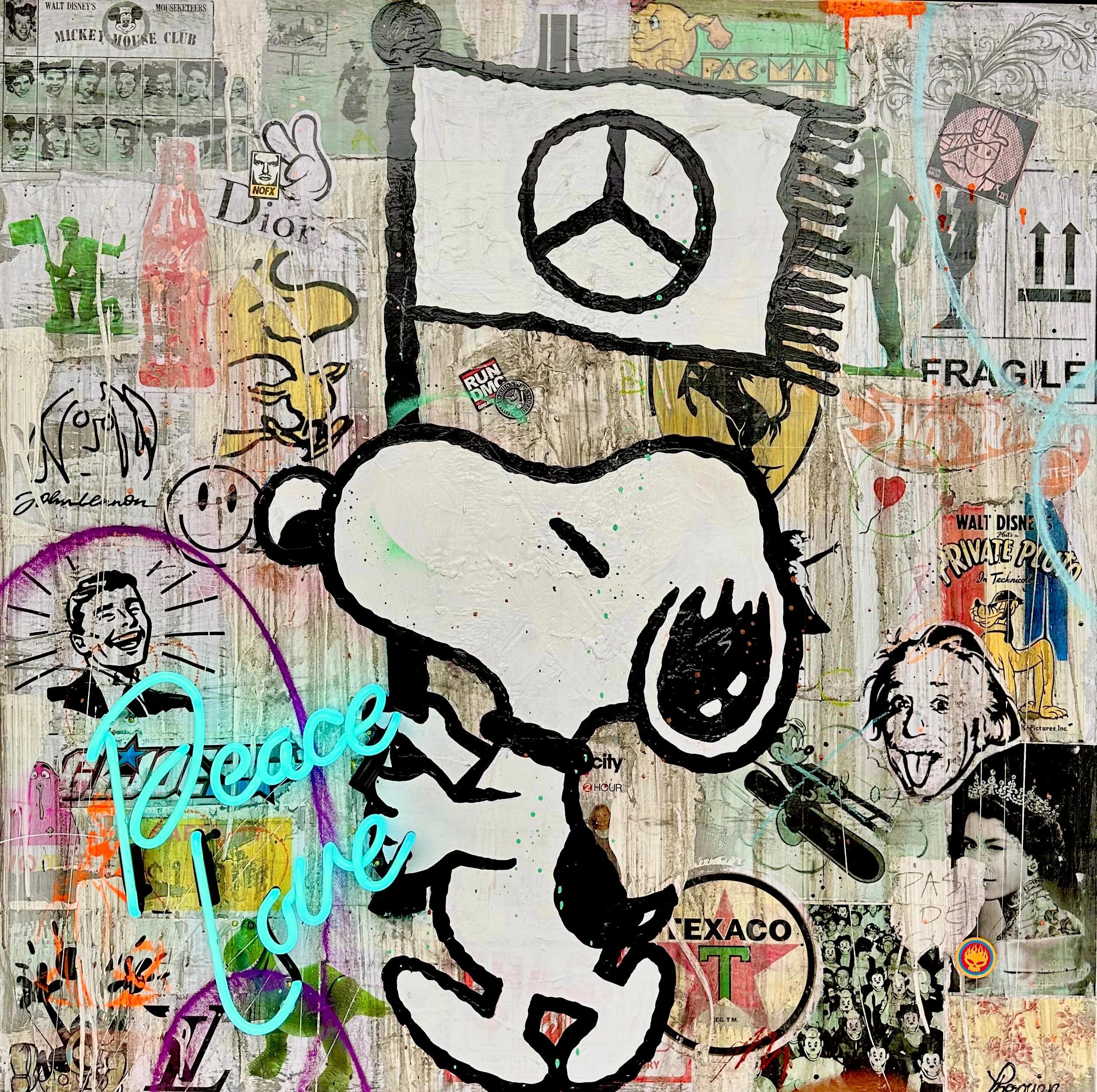 Peace Love - Mixed Media Art by Rock Therrien