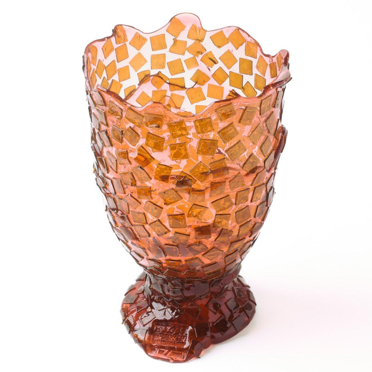 Fatto a mano Vaso Rock - Fish Design di Gaetano Pesce - Misura L - Rosa Chiaro e Marrone Chiaro in vendita