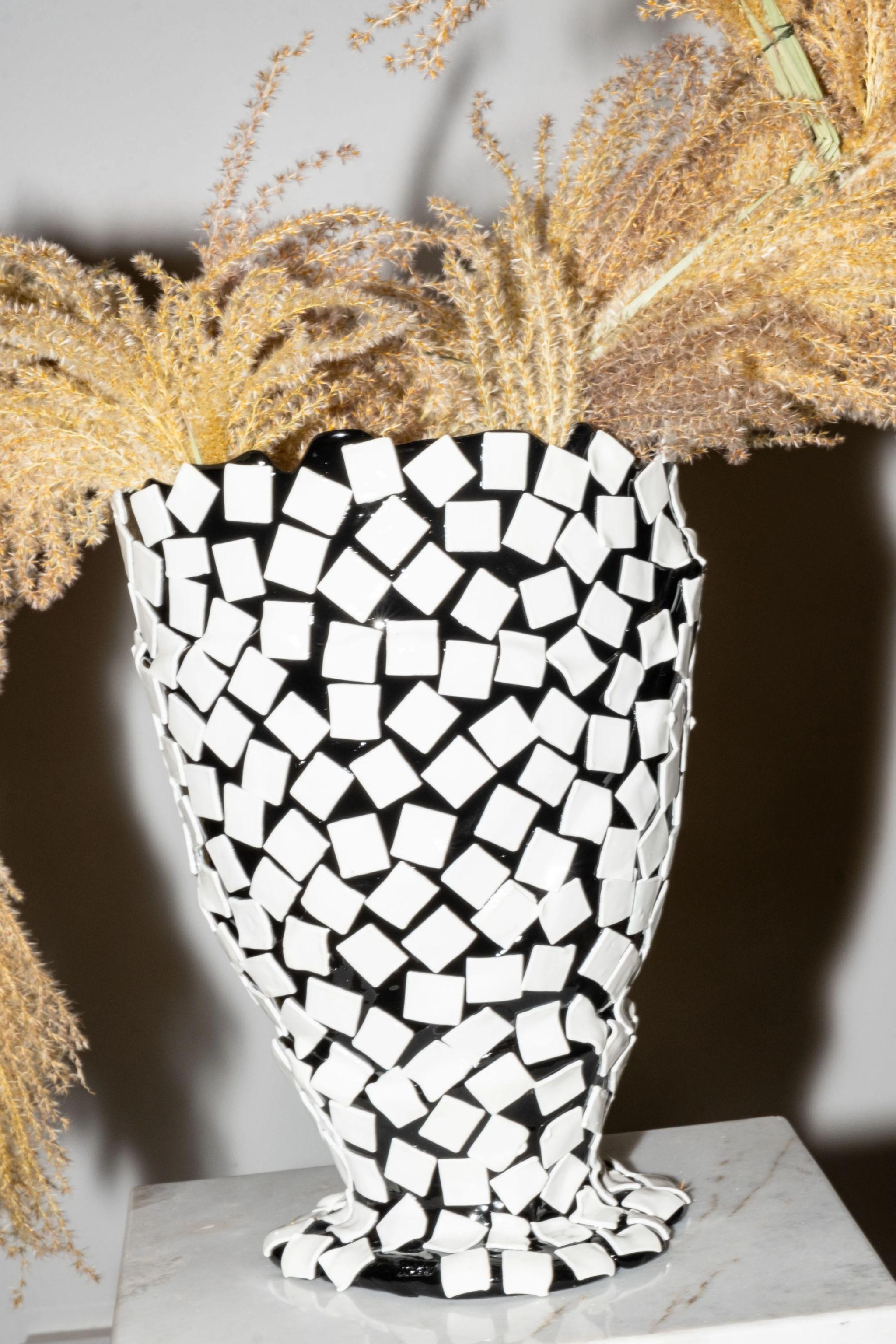 Rock Vase (Large), Black and Matte White by Gaetano Pesce For Sale 3