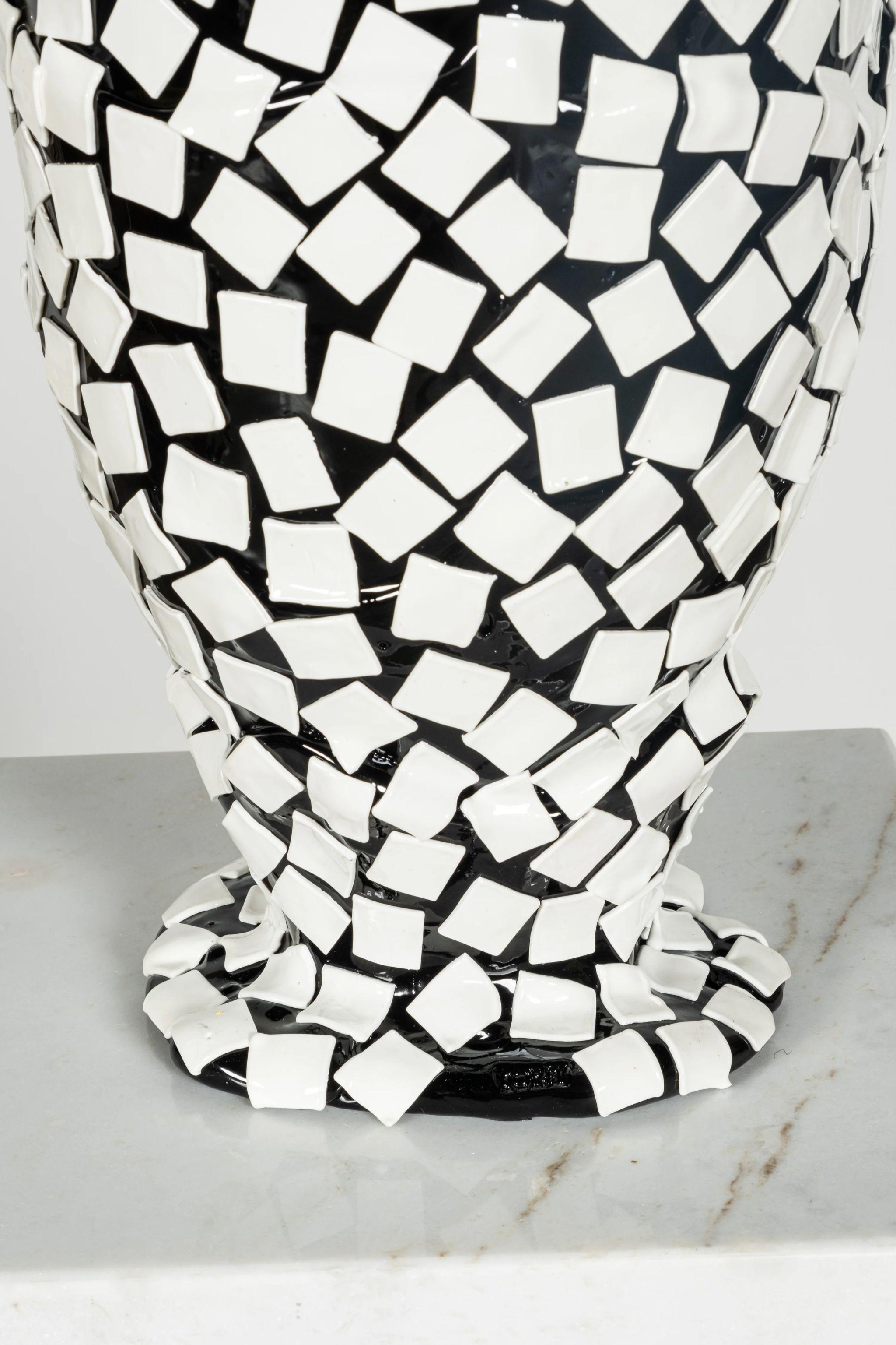 Post-Modern Rock Vase (Large), Black and Matte White by Gaetano Pesce For Sale