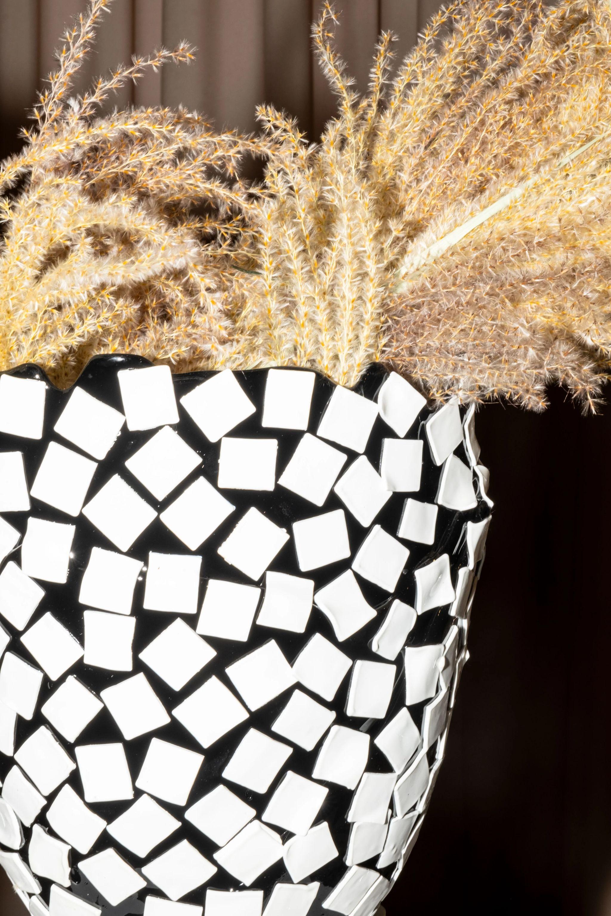 Resin Rock Vase (Large), Black and Matte White by Gaetano Pesce For Sale