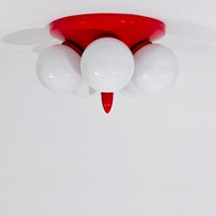 Rockabilly and Atomic Era opal glass flush mount by Stilnovo, Italy, 1950s
