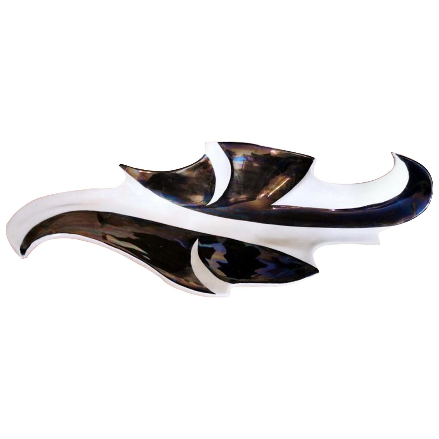 Rockabilly Style French White and Black Ceramic Centerpiece