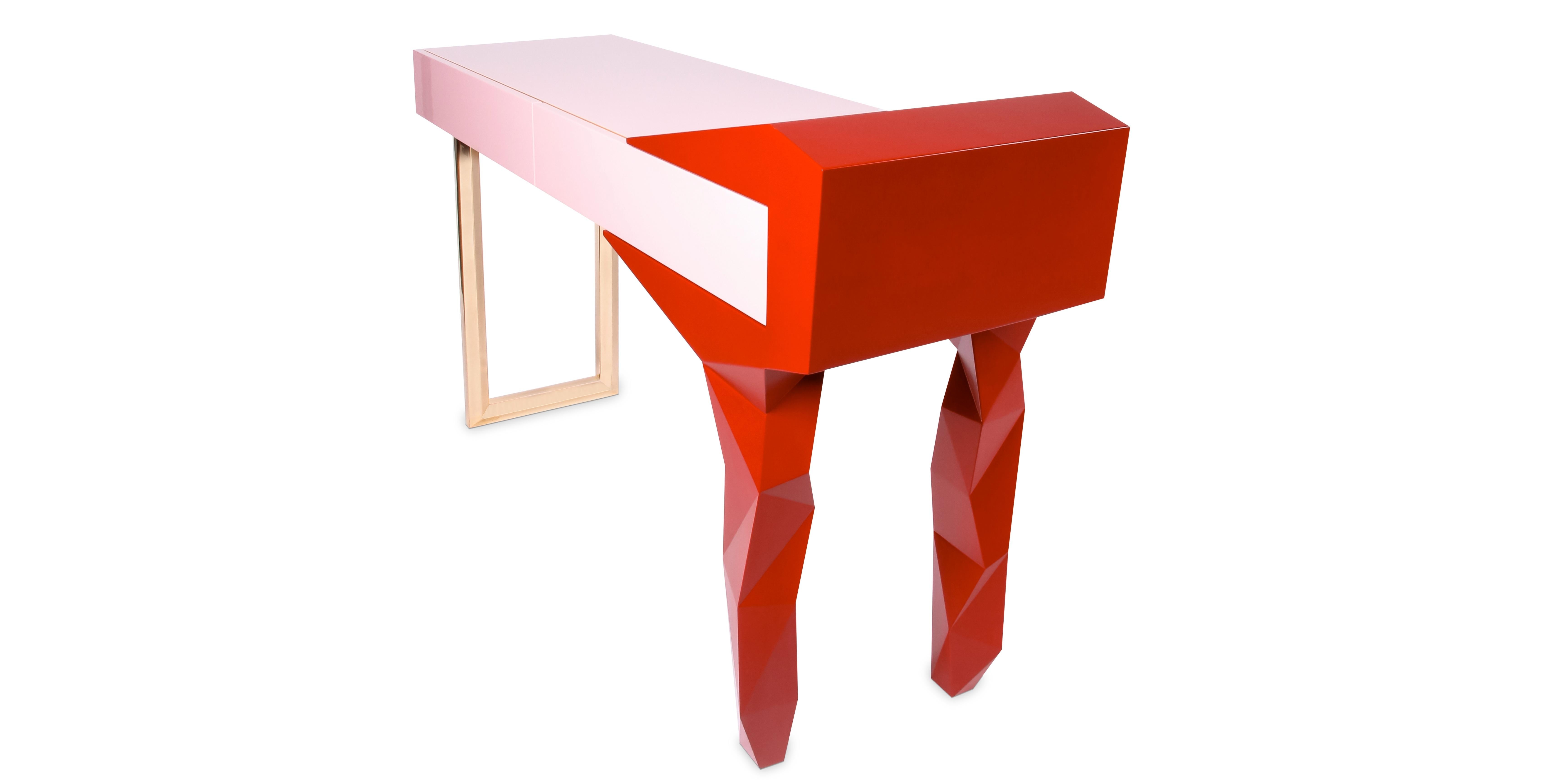 Rockconsole is a careful and auspicious piece.
Its straightest and cleanest slope is devoured by the rock mass in a paused and slow motion. This is solidified in a hard piece that is reflected in a play of finishes and colours that contrast and