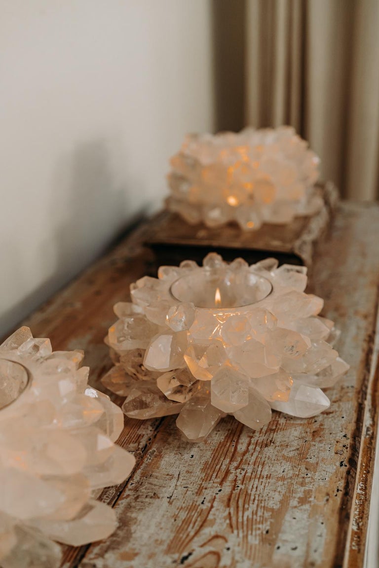 Rockcrystal Candle Holders / Photophores, Own Creation For Sale at 1stDibs
