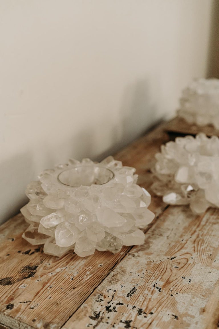 Rockcrystal Candle Holders / Photophores, Own Creation For Sale at 1stDibs