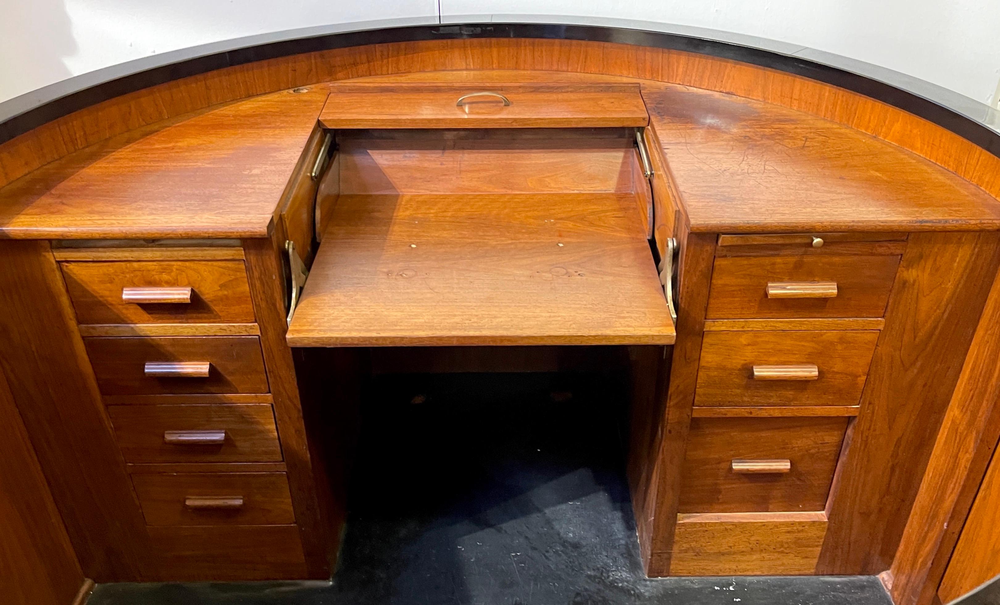 Mid-20th Century Rockefeller Center* Circular Reception Desk / Bar, Attrib. Donald Deskey For Sale