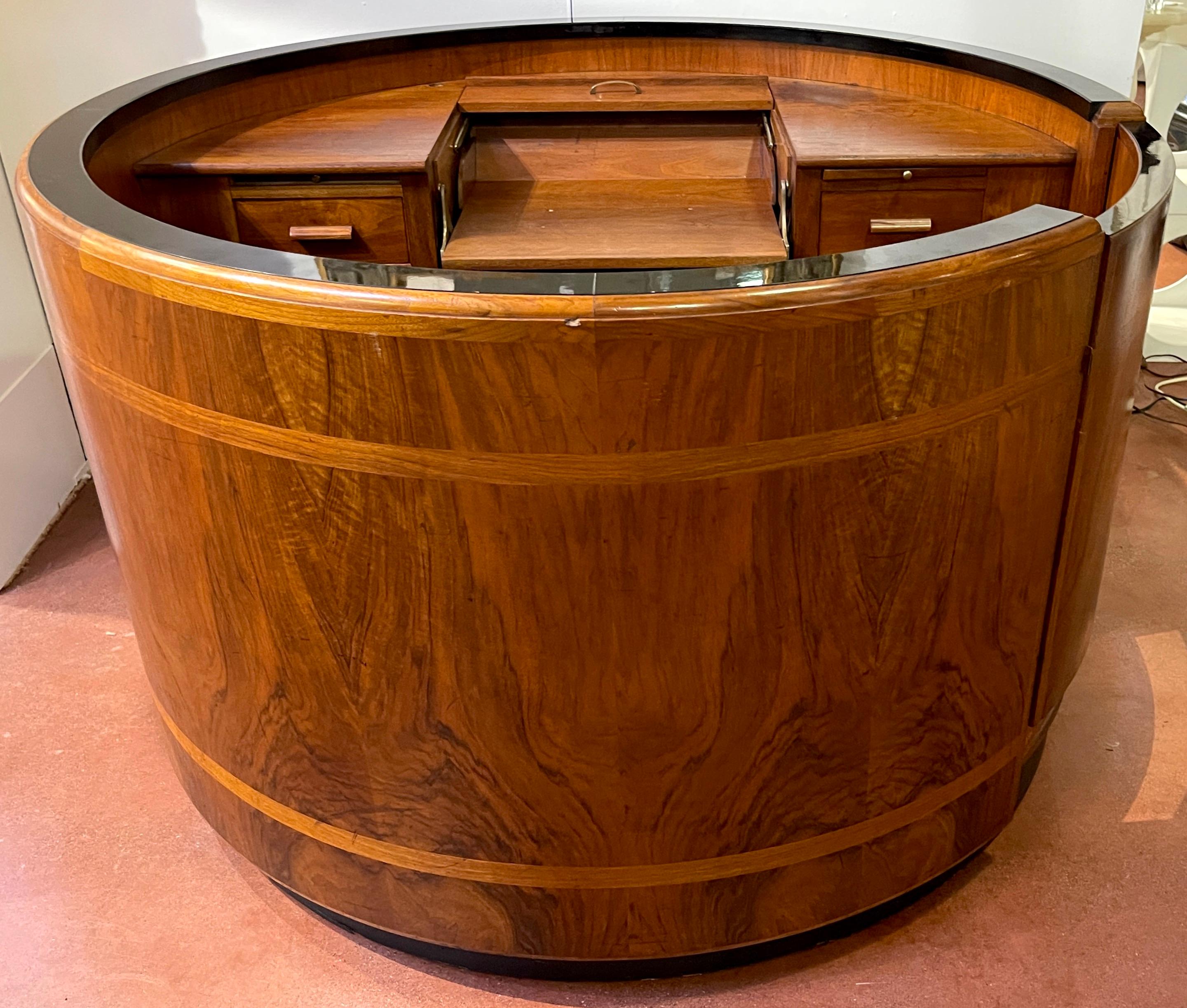 Brass Rockefeller Center* Circular Reception Desk / Bar, Attrib. Donald Deskey For Sale