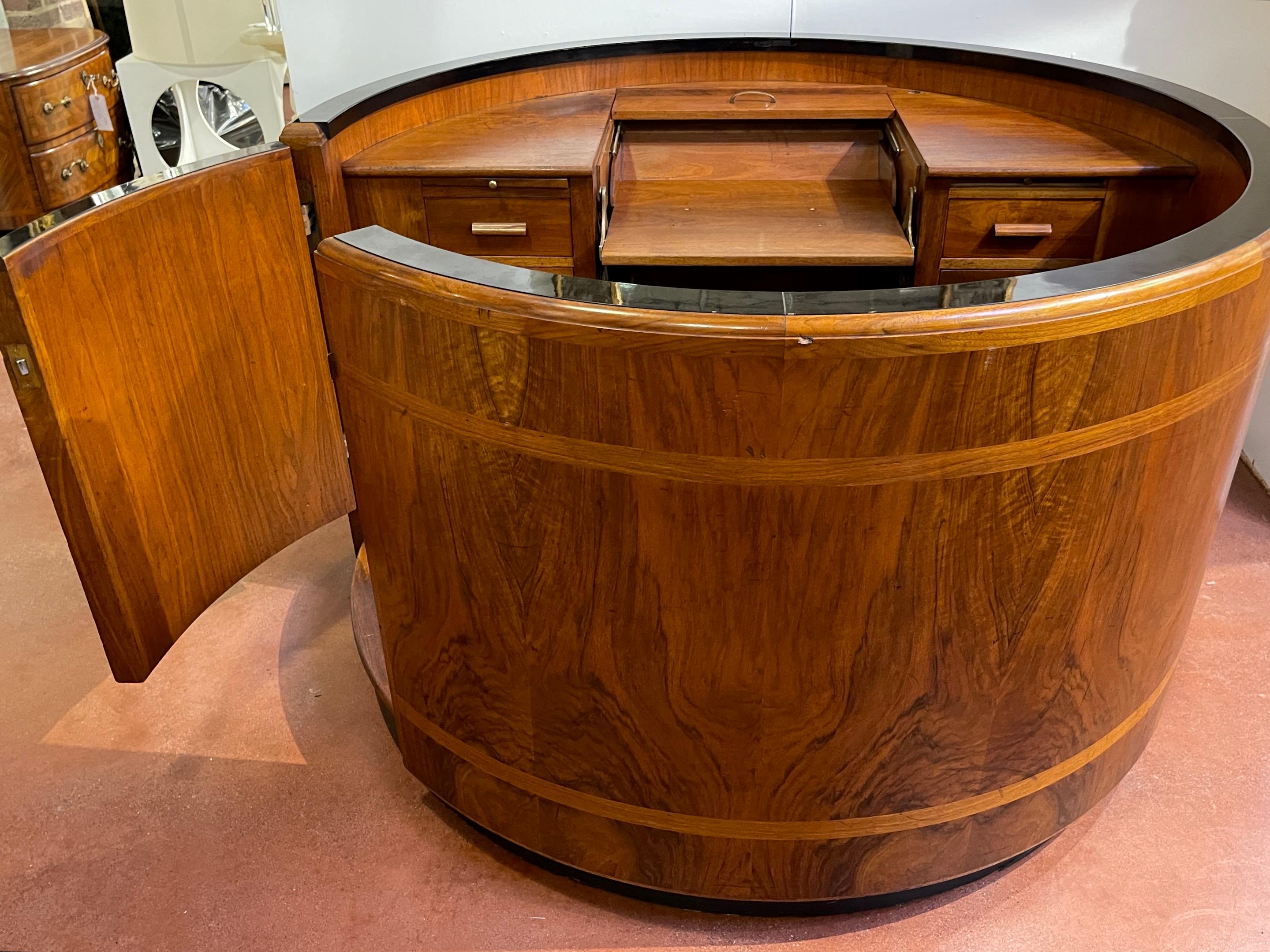 Ebonized Rockefeller Center* Circular Reception Desk / Bar, Attrib. Donald Deskey For Sale