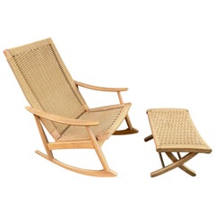 Rocker and Folding Ottoman Inspired by Hans Wegner