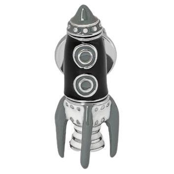 Rocket Man Pin in Black Enamel For Sale