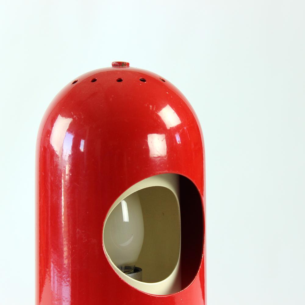 Space Age Rocket Table Lamp in Red & Cream Metal, Austria, 1970s For Sale