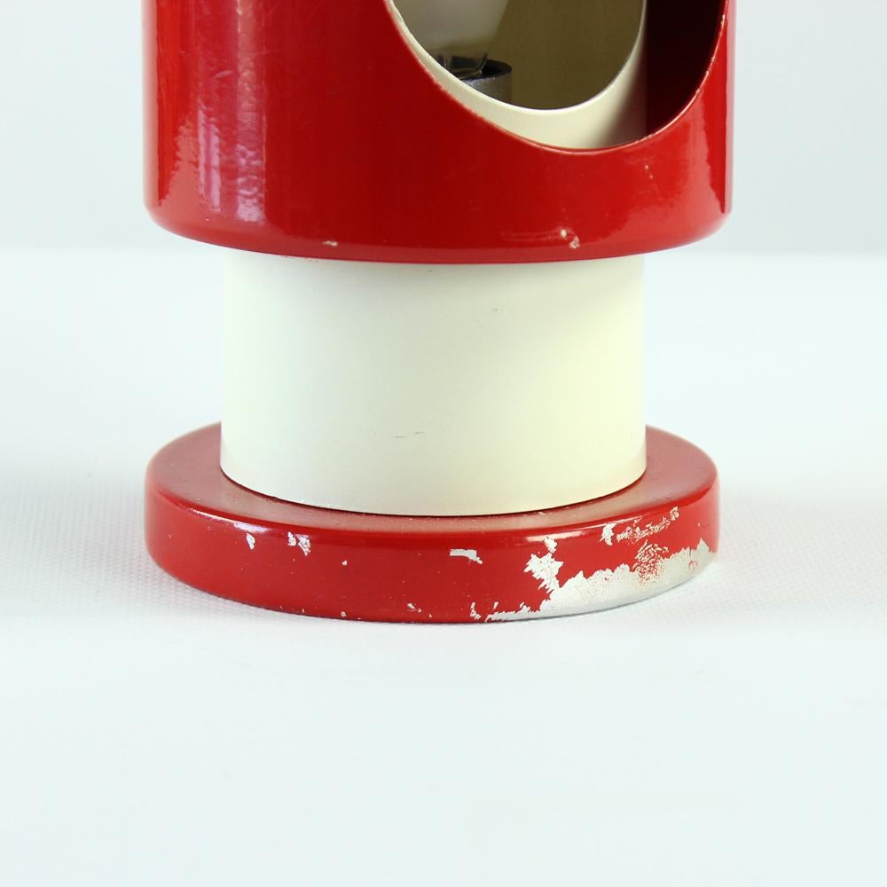 Austrian Rocket Table Lamp in Red & Cream Metal, Austria, 1970s For Sale
