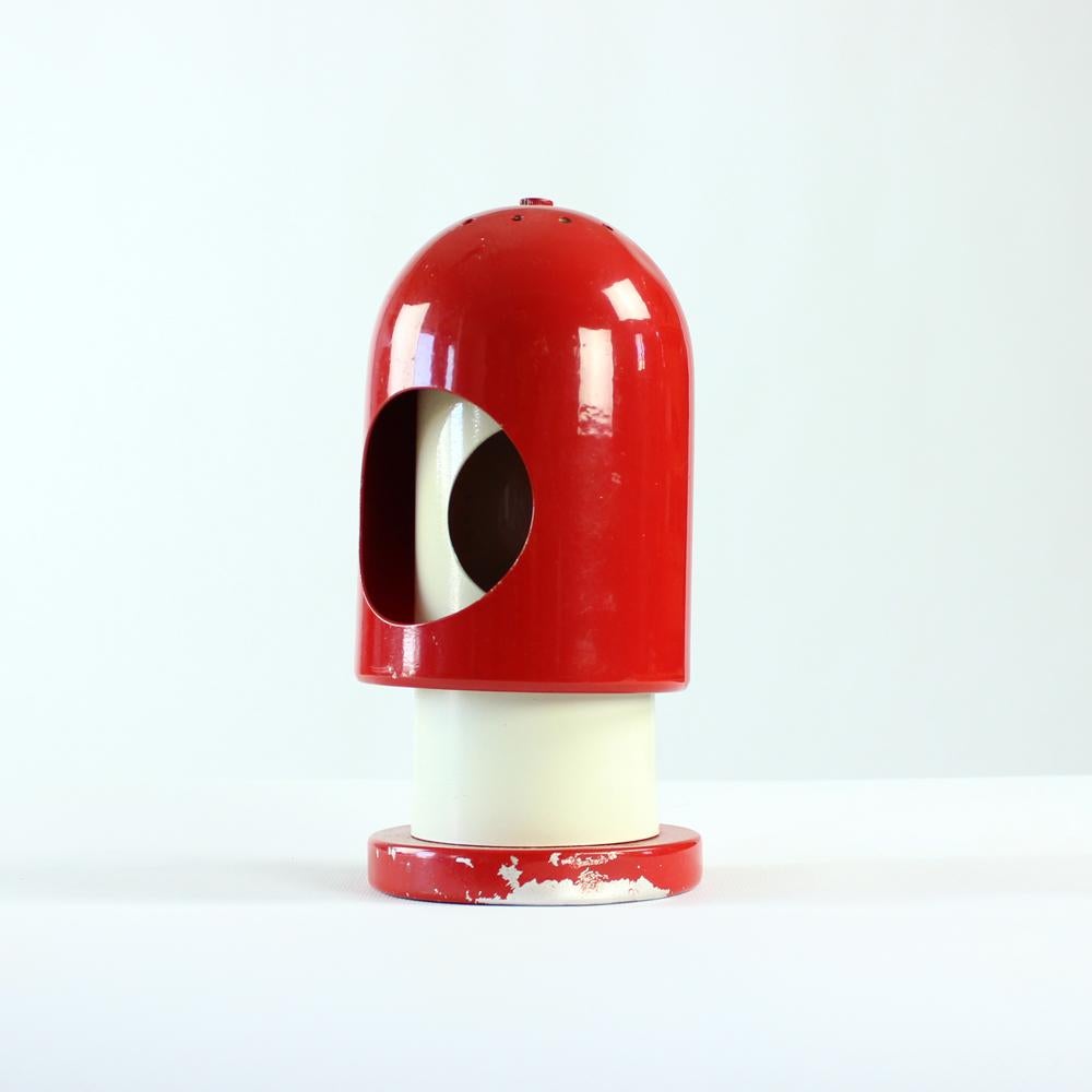 Late 20th Century Rocket Table Lamp in Red & Cream Metal, Austria, 1970s For Sale