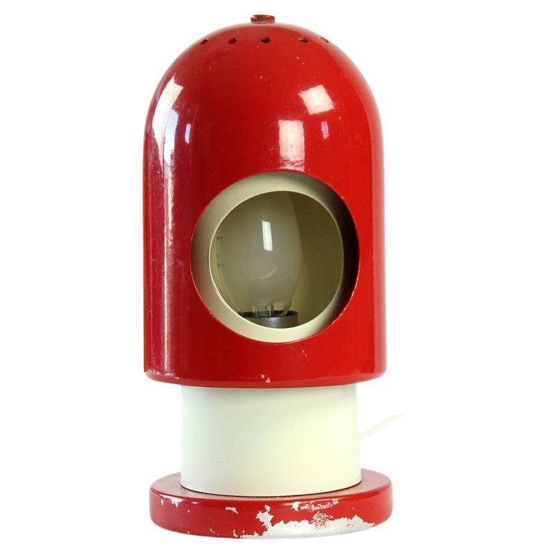 Rocket Table Lamp in Red & Cream Metal, Austria, 1970s For Sale