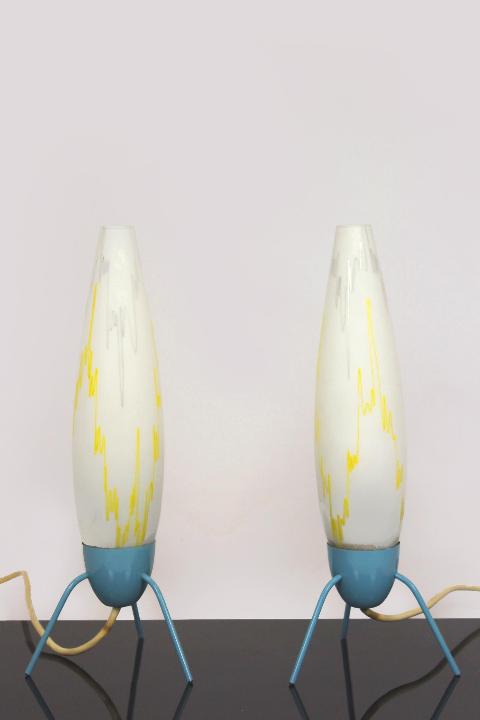 Mid-Century Modern Rocket Table Lamps by Napako, 1960s, Set of 2 For Sale