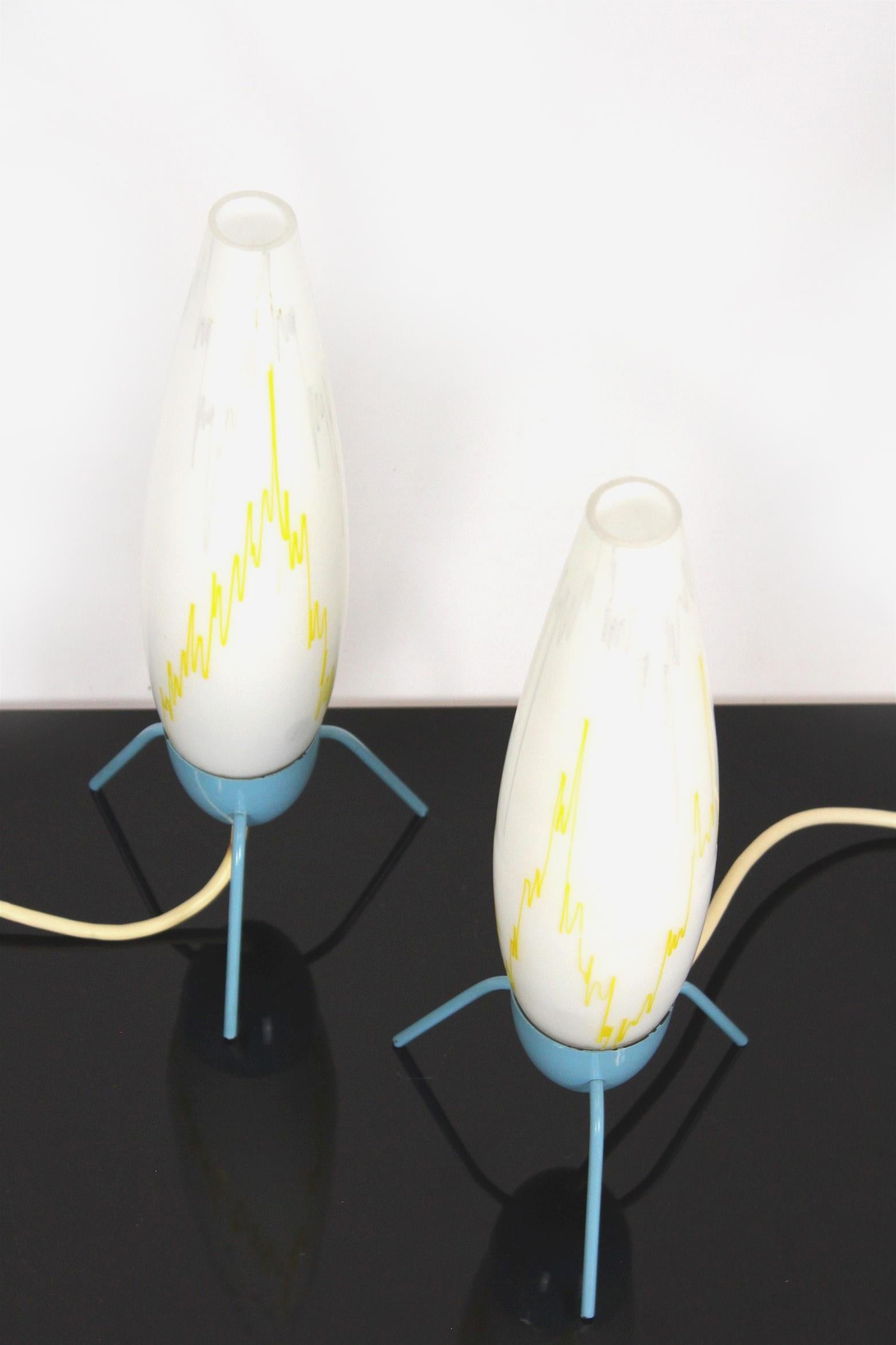 Steel Rocket Table Lamps by Napako, 1960s, Set of 2 For Sale