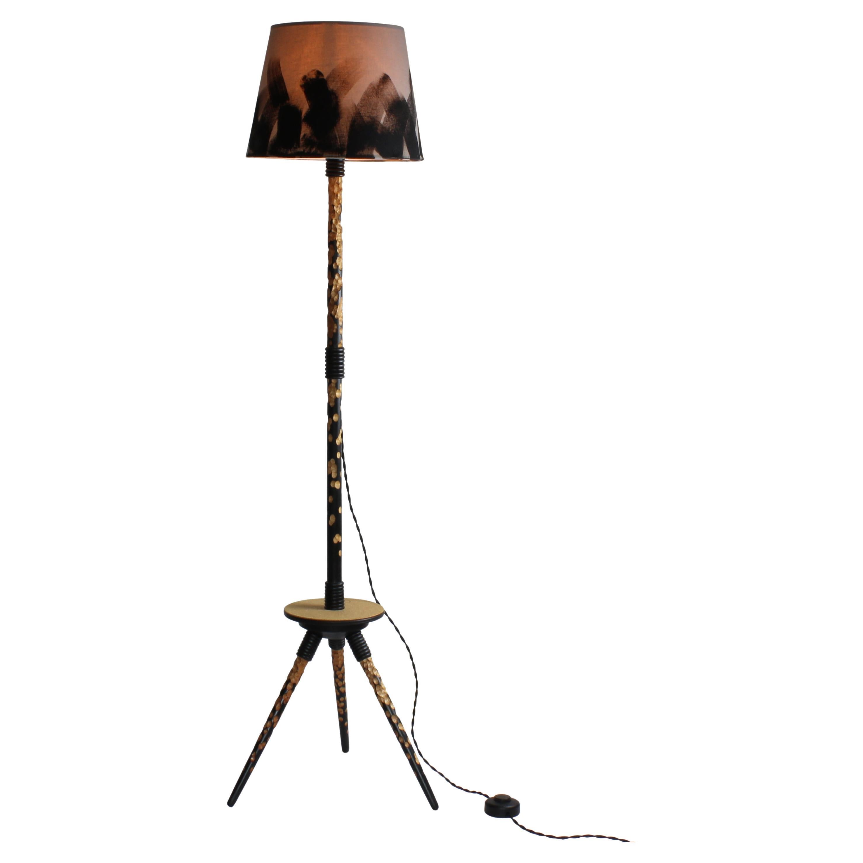 Rocket, Unique Sculptural Lighting, Floor Lamp from Reclaimed Burned Wood For Sale