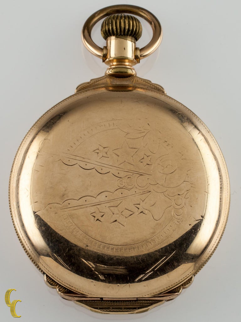 Rockford Full Hunter 14 Karat Yellow Gold Filled Pocket Watch 15 Jewels