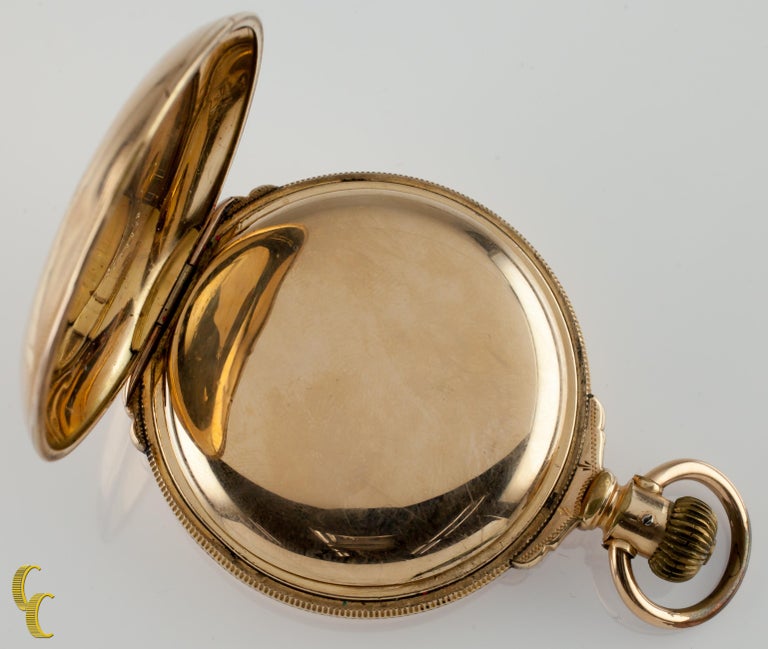 Rockford Full Hunter 14 Karat Yellow Gold Filled Pocket Watch 15 Jewels