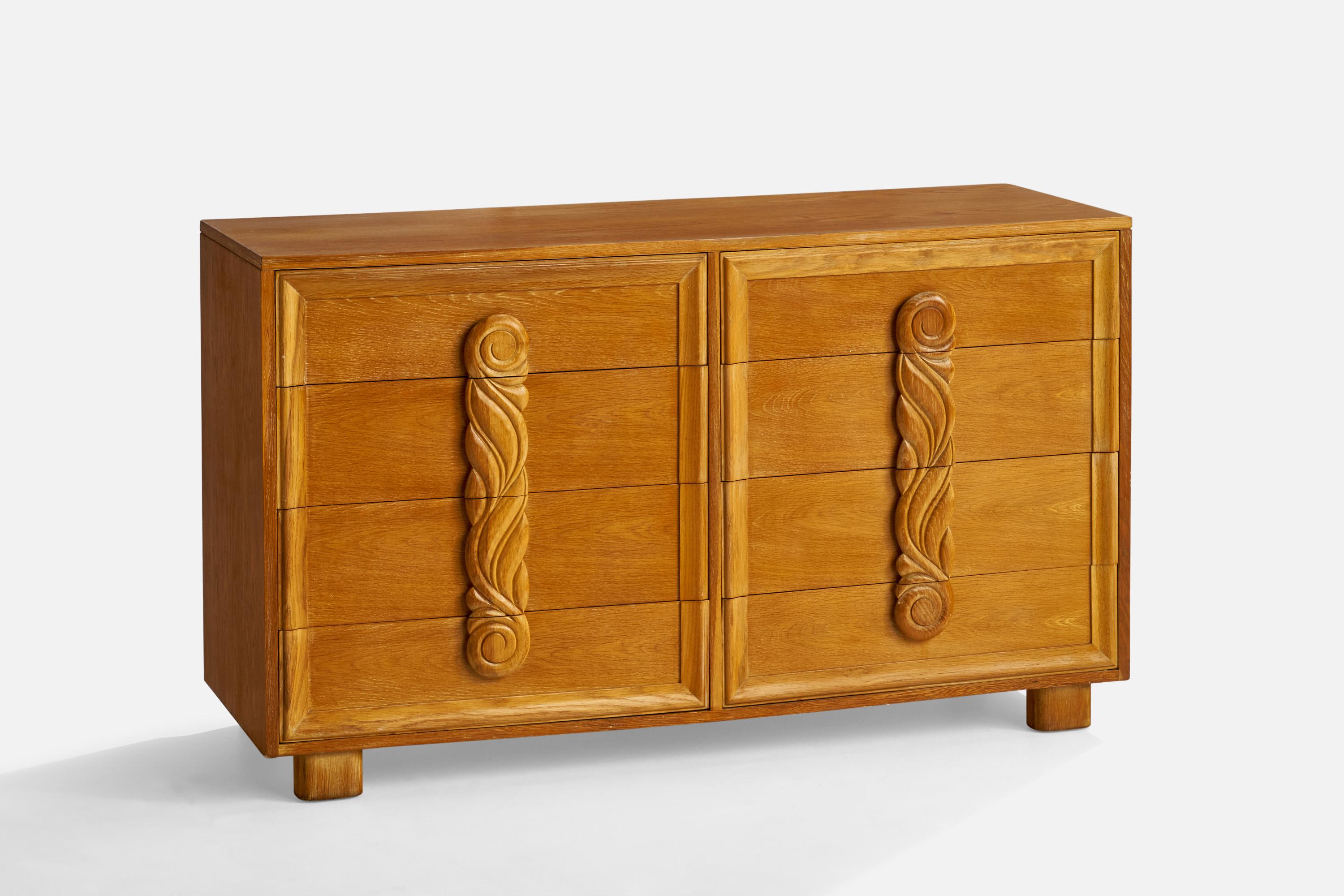 An oak dresser designed and produced by Rockford Furniture Company, USA, c. 1940s.
