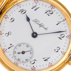 Rockford Pocket Watch 14k Yellow Gold White Porcelain Dial Case Manual