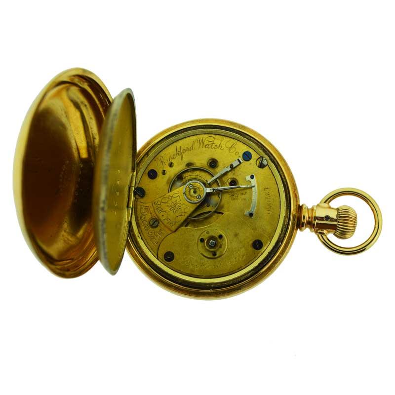 Rockford Watch Co. Gold Filled Case Rare Anti Magnetic Case and Dial, circa 1870 For Sale 1