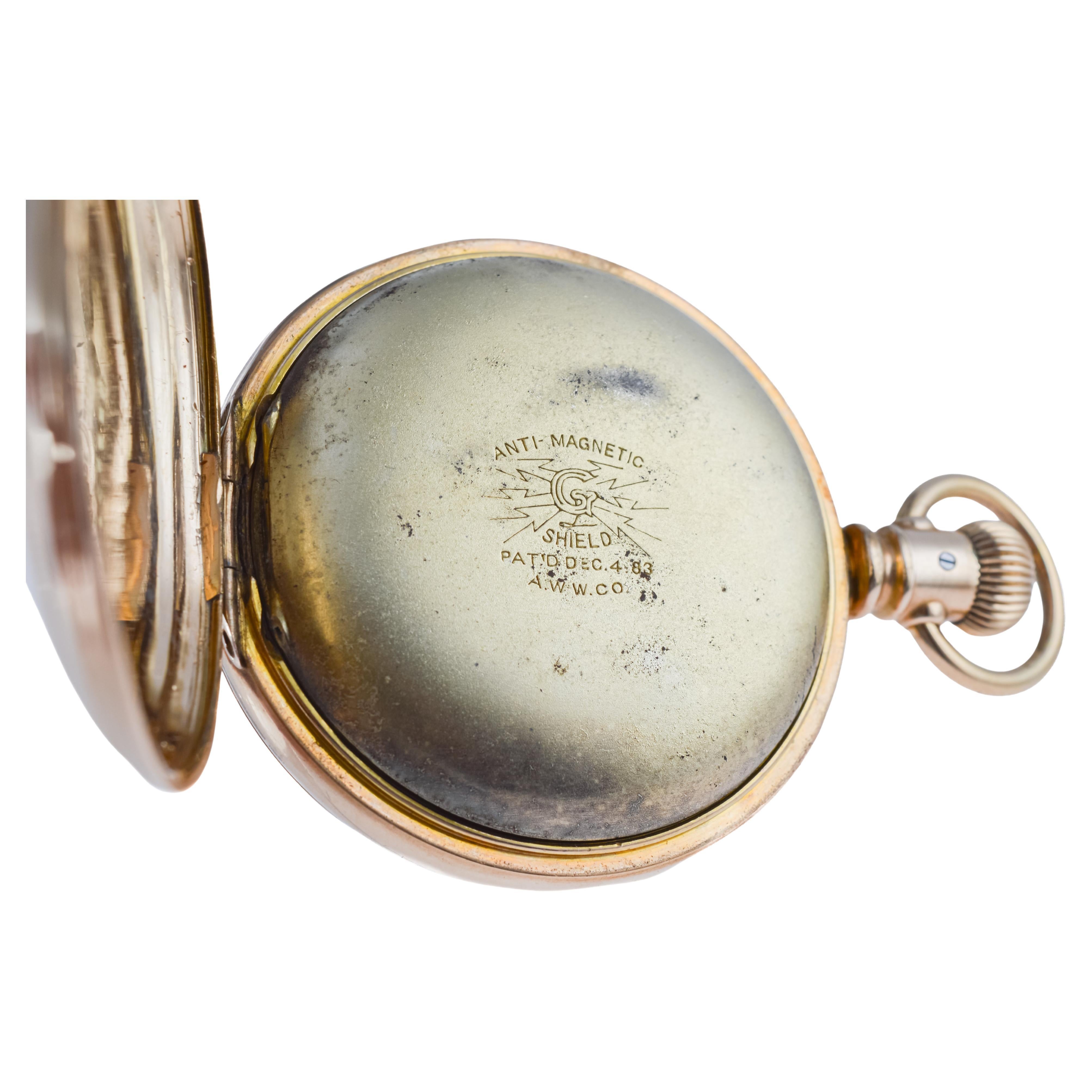 Rockford Watch Co. Or rempli d'un rare bouclier anti magnétique de 1870 en vente 11