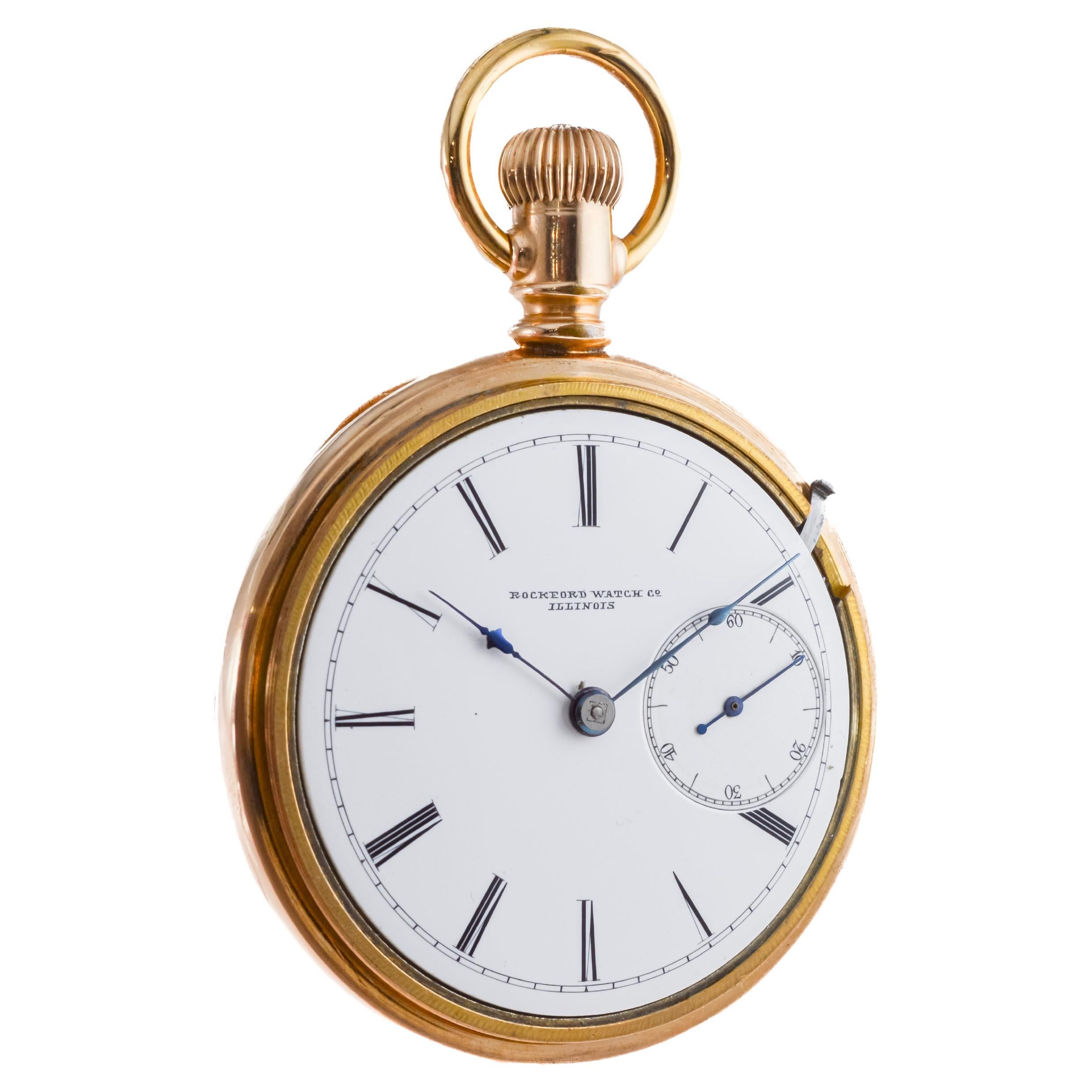 Rockford Watch Co. Or rempli d'un rare bouclier anti magnétique de 1870 Pour hommes en vente