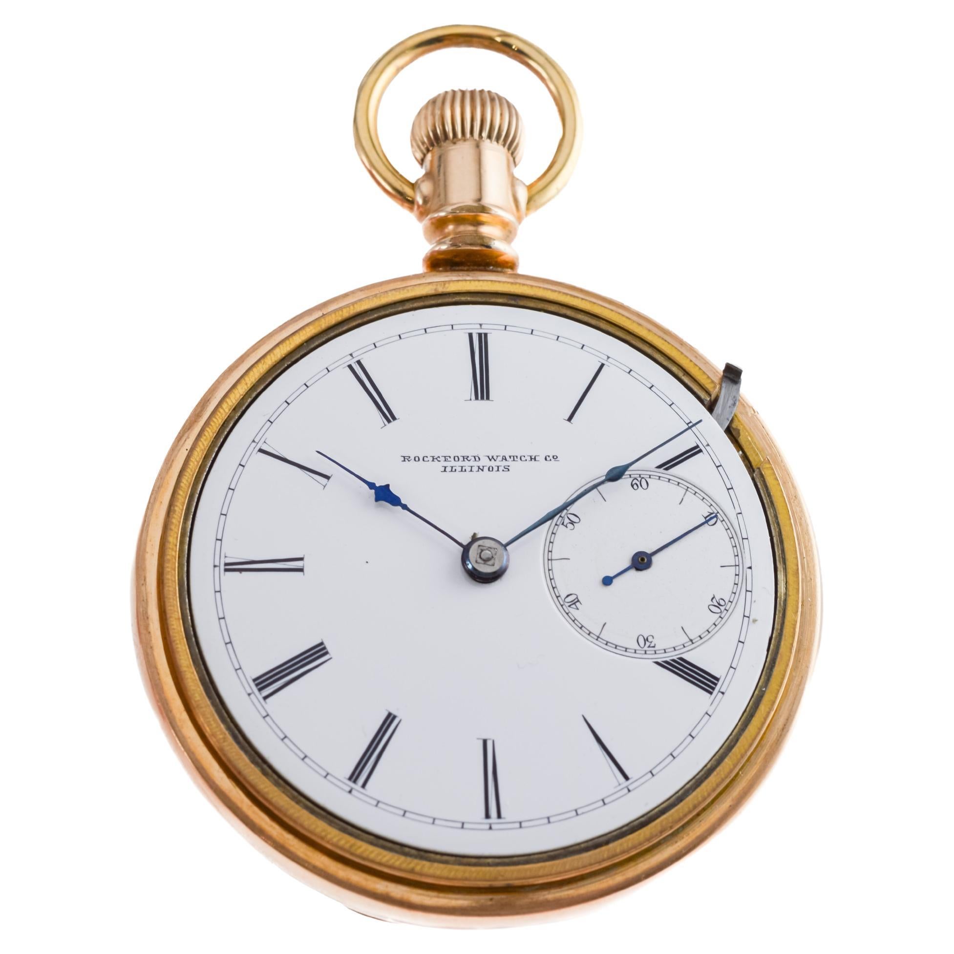 Rockford Watch Co. Or rempli d'un rare bouclier anti magnétique de 1870 en vente 1