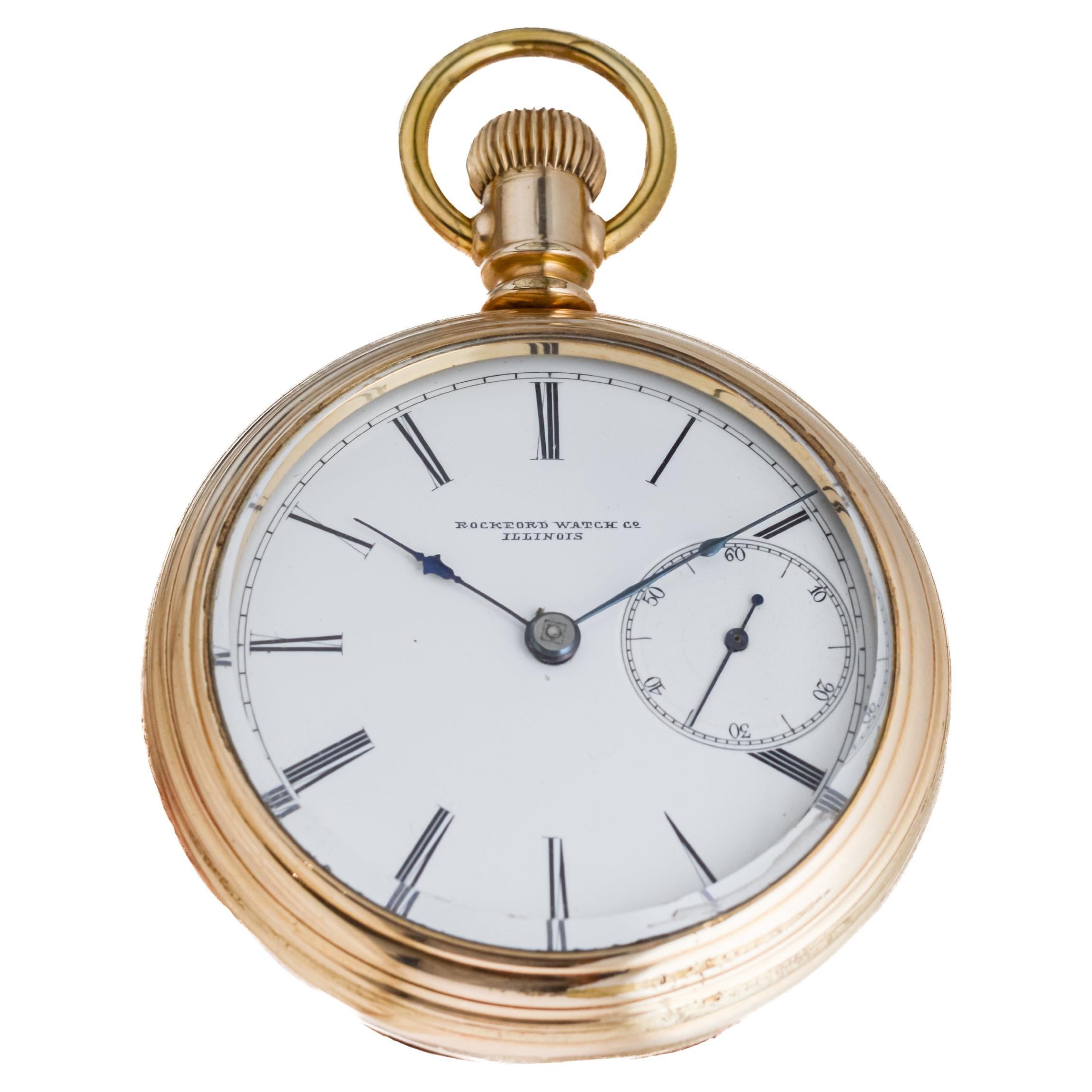 Rockford Watch Co. Or rempli d'un rare bouclier anti magnétique de 1870 en vente 2